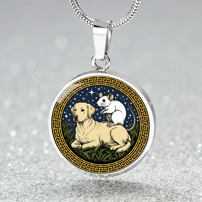 Dog and Rat Necklace - Couples Chinese Zodiac Animal Pendant Jewelry