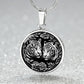 An elegant silver pendant Year of the Tiger Necklace. The colors are silver and black. This jewelry offers personalization with an engraving option for a name.