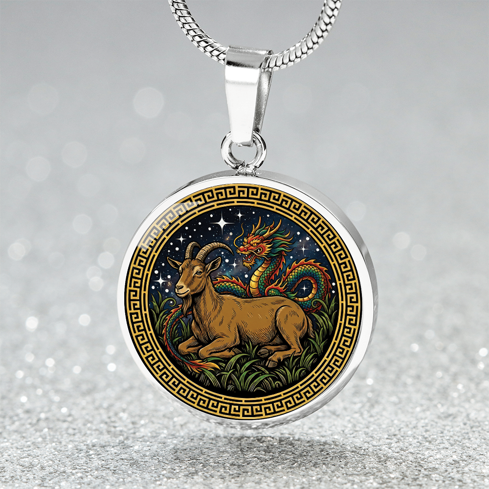 Dragon & Goat Necklace - Couples Chinese Zodiac Animal Pendant Jewelry