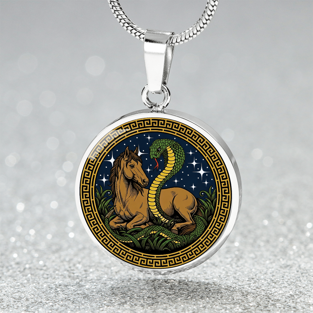 Snake and Horse Necklace - Couples Chinese Zodiac Animal Pendant Jewelry