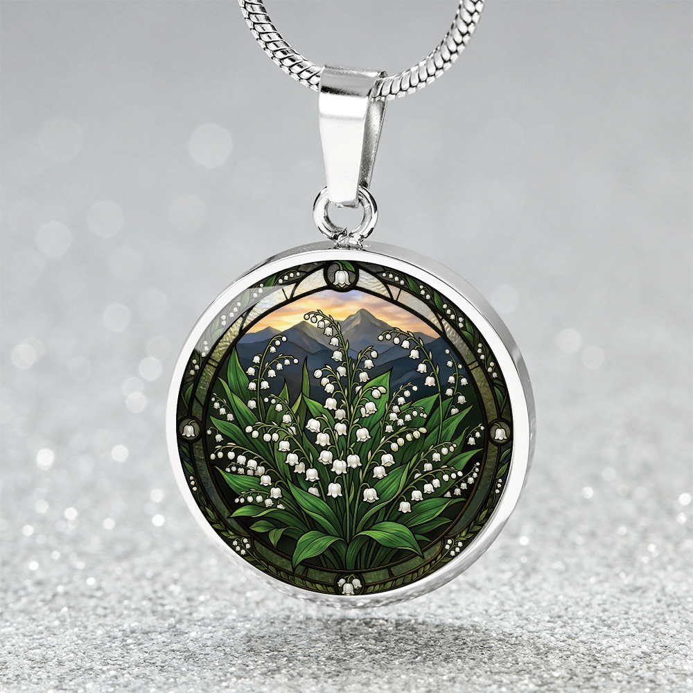 White Lily of the Valley Necklace - May Birth Flower Pendant Jewelry