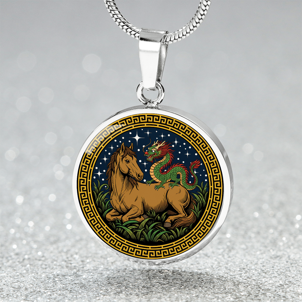 Dragon and Horse Necklace - Couples Chinese Zodiac Animal Pendant Jewelry
