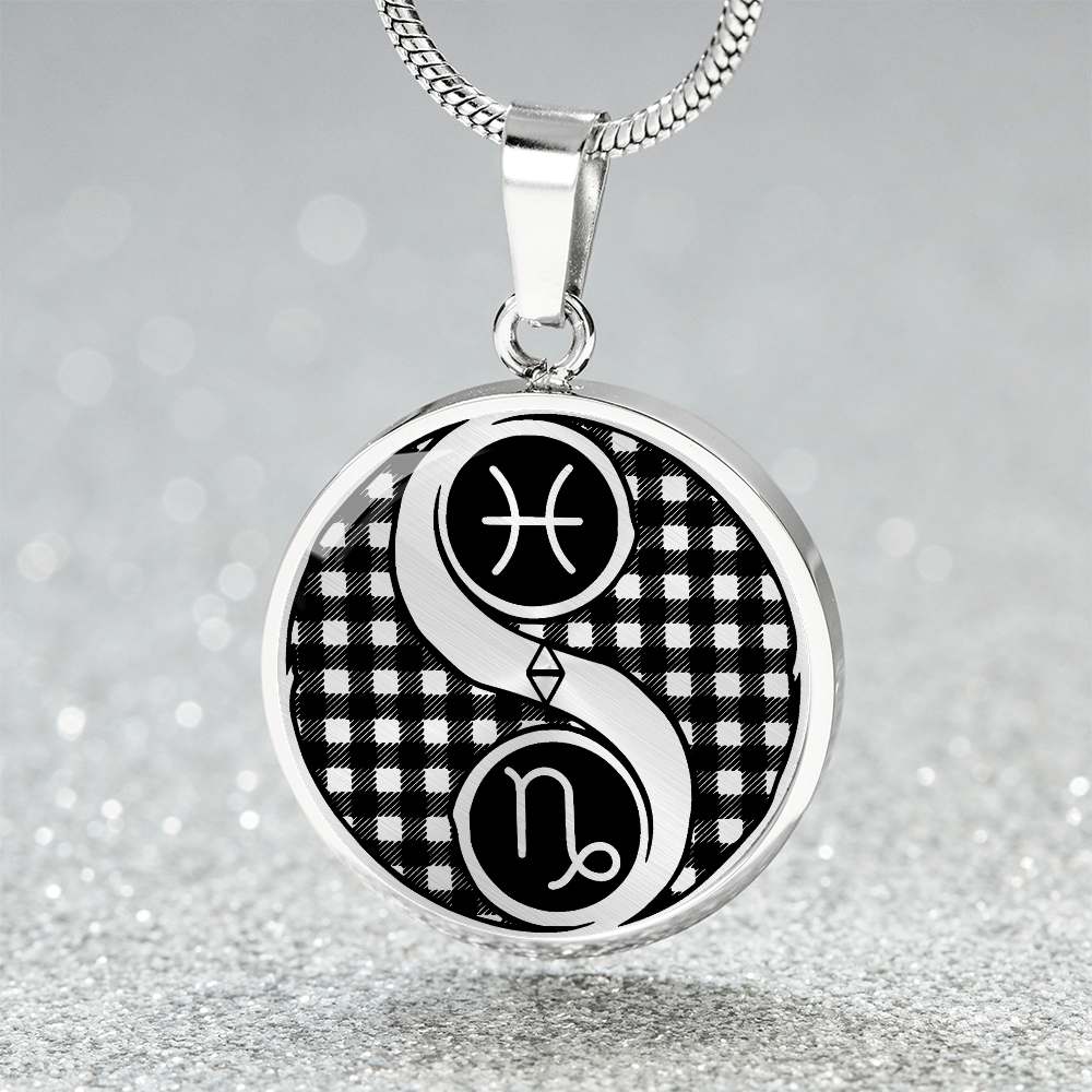 Pisces & Capricorn Necklace, Yin Yang Couples Zodiac Jewelry
