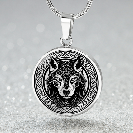 Celtic Wolf Necklace, Personalized Celtic Jewelry, Engraved Fenrir Viking Gift For Her & Him, Gold Animal Spirit Companion, Dog Lover Charm Pendant