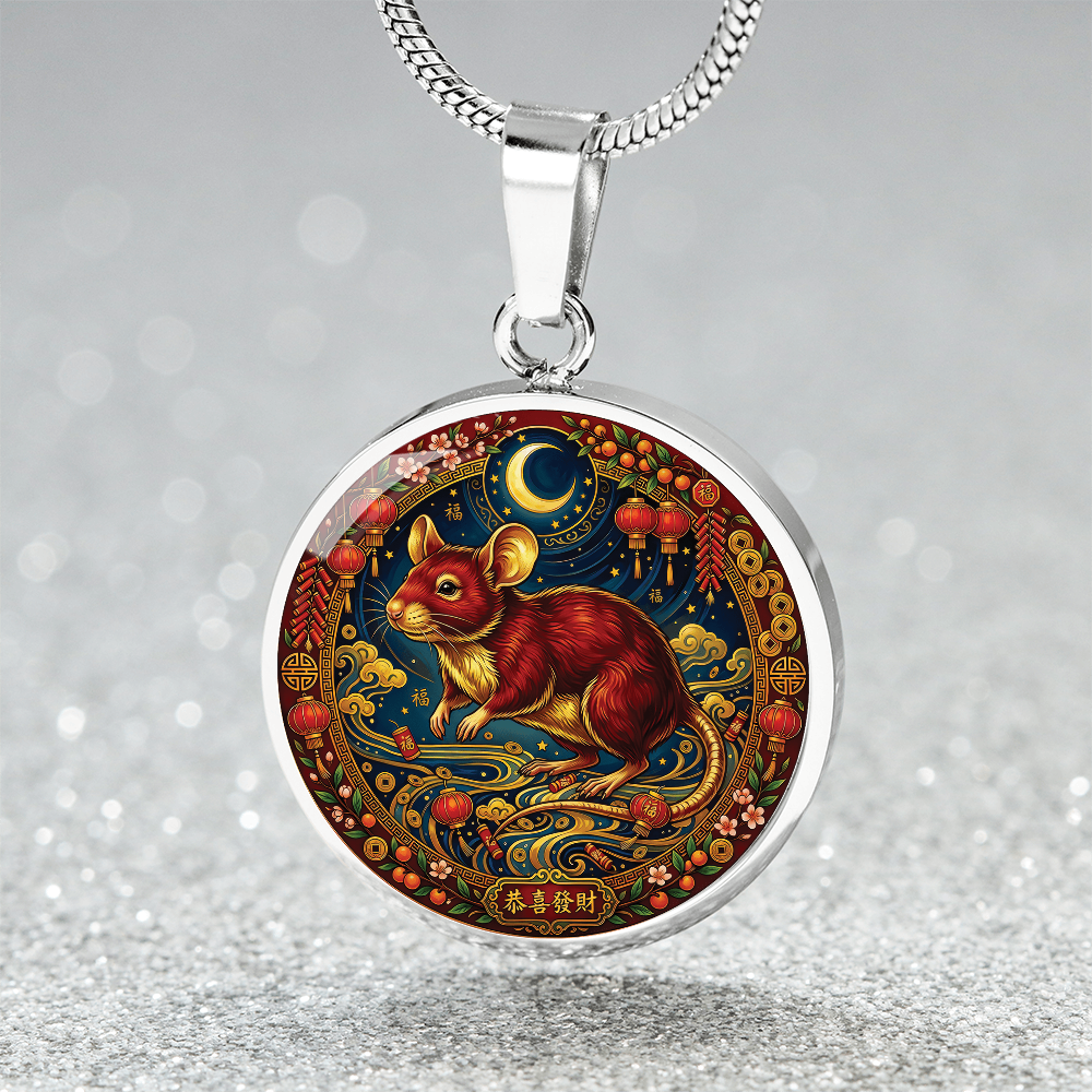 Year of The Rat Necklace - Chinese Zodiac Animal Charm Pendant Jewelry