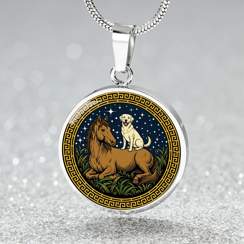 Dog and Horse Necklace - Couples Chinese Zodiac Animal Pendant Jewelry
