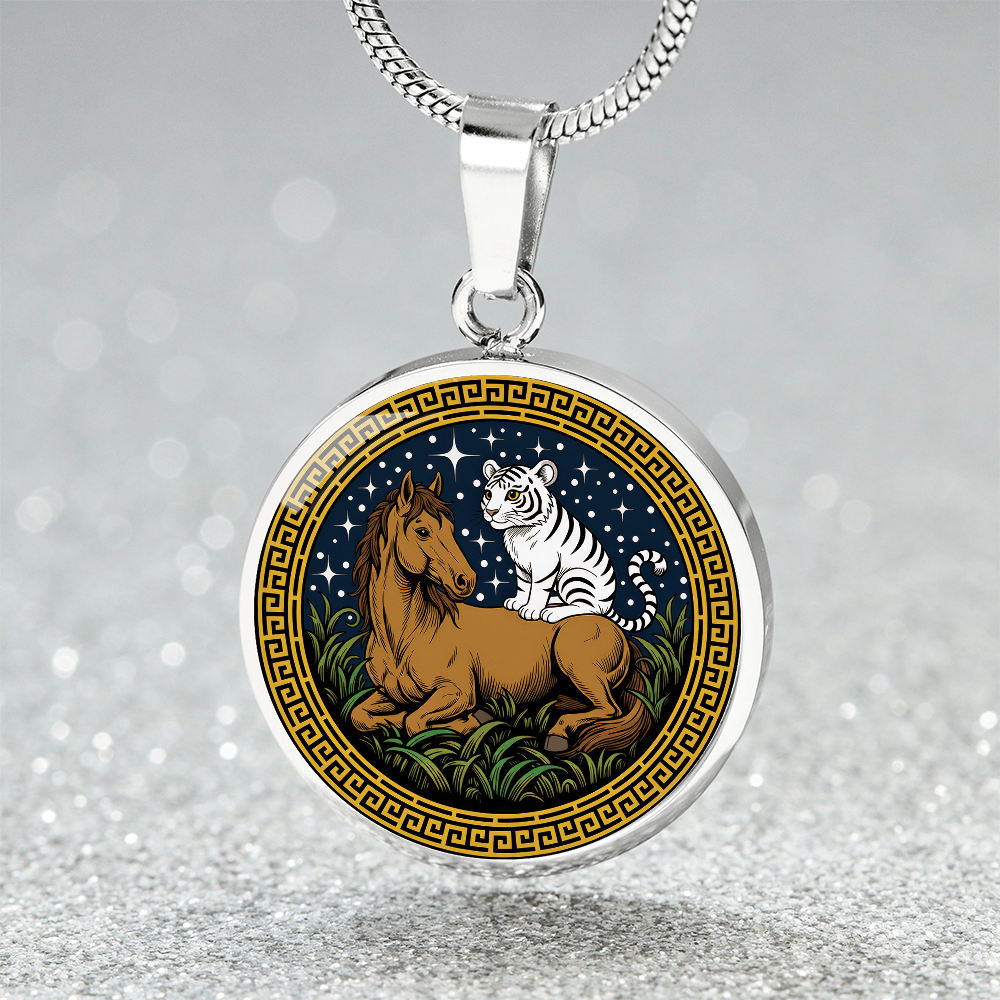 Tiger and Horse Necklace - Couples Chinese Zodiac Animal Pendant Jewelry