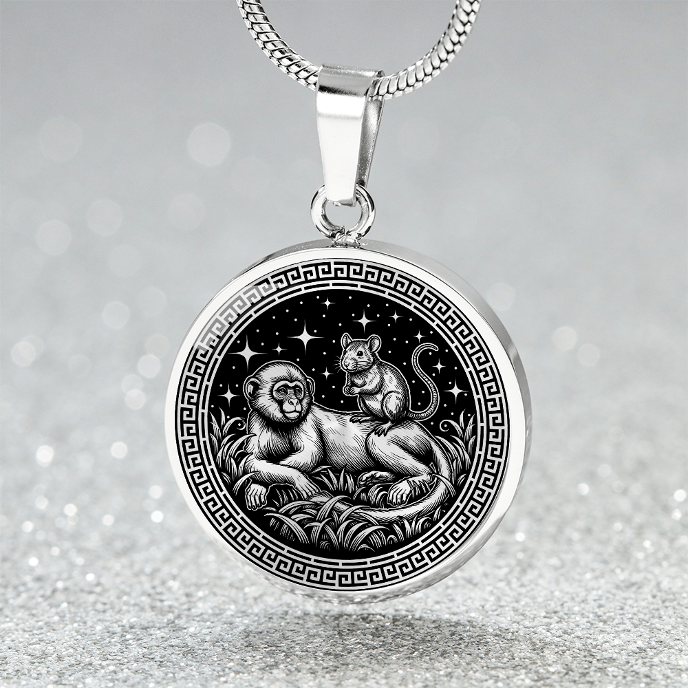 Monkey & Rat Necklace - Couples Chinese Zodiac Animal Pendant Jewelry