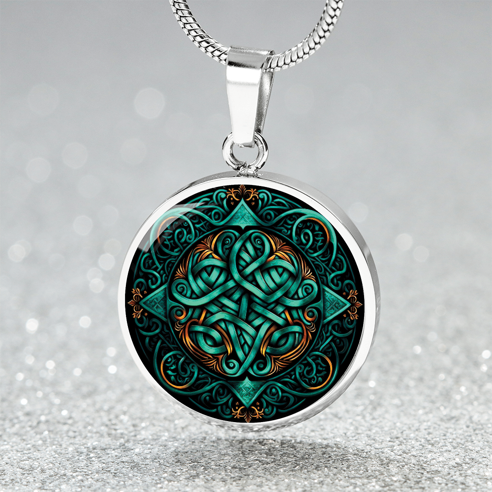 Teal Celtic Knot Necklace - Romantic Pendant Jewelry