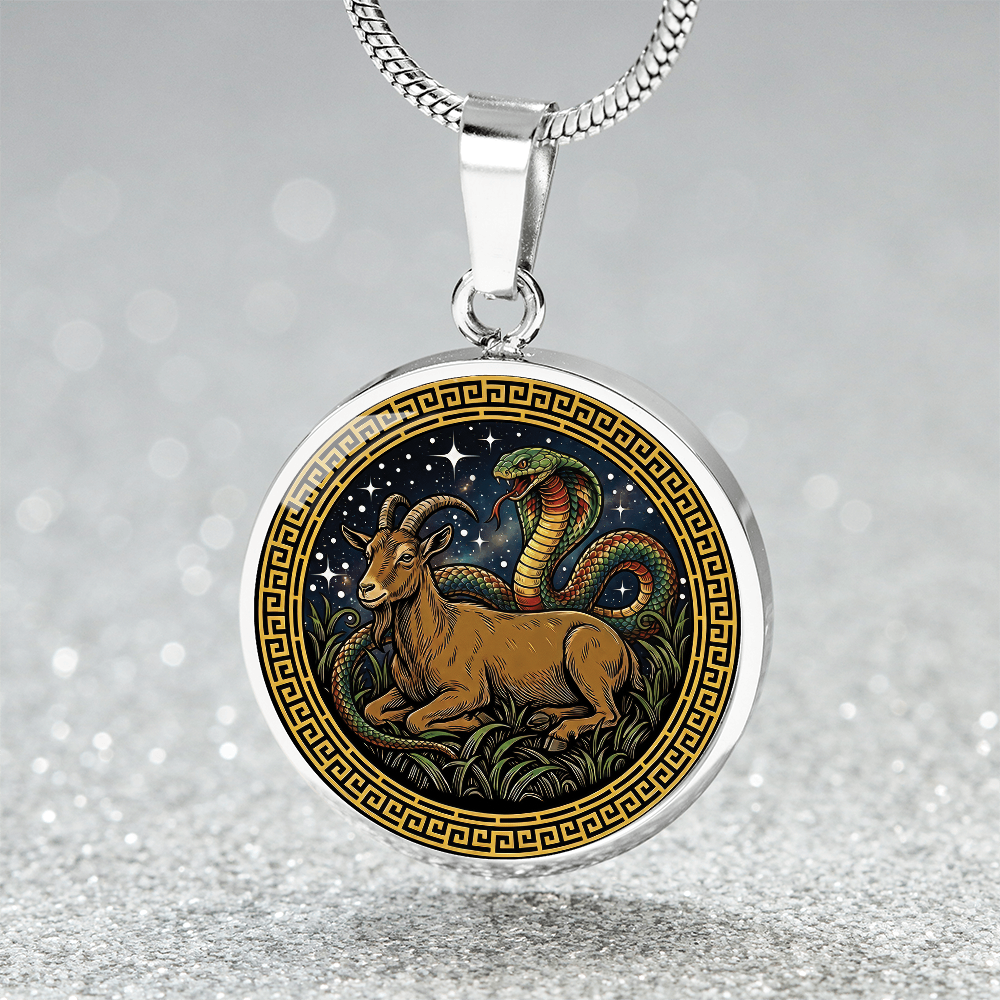 Snake & Goat Necklace - Couples Chinese Zodiac Animal Pendant Jewelry