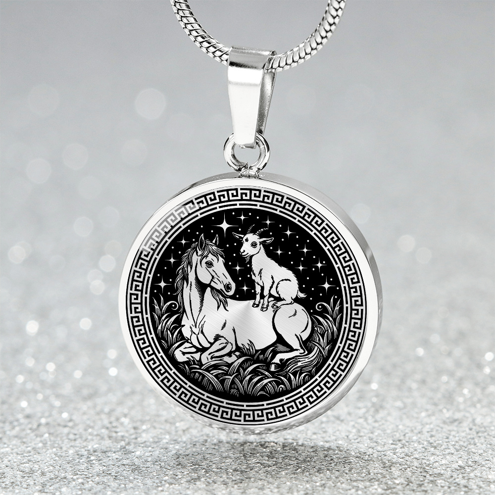 Goat and Horse Necklace - Couples Chinese Zodiac Animal Pendant Jewelry