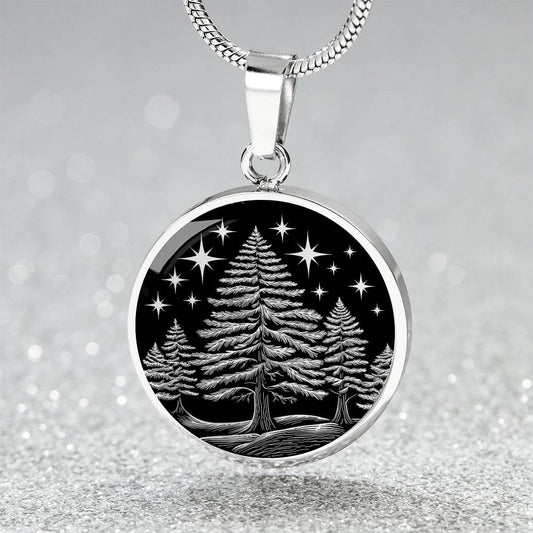 Engraved Pine Tree Necklace