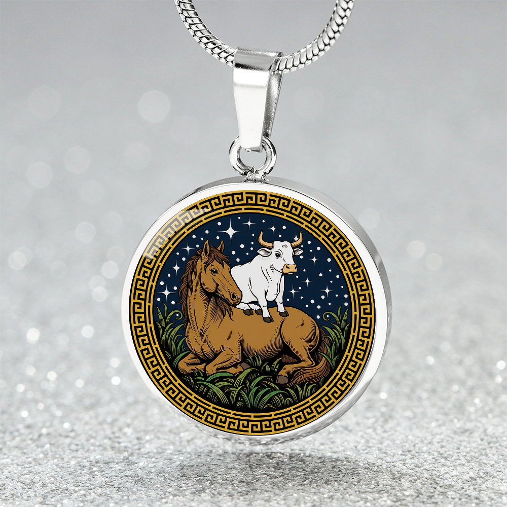 Ox and Horse Necklace - Couples Chinese Zodiac Animal Pendant Jewelry