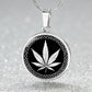 an elegant silver pendant Marijuana Necklace. The Colors are silver and black. This jewelry offers personalization with an engraving option for a name.