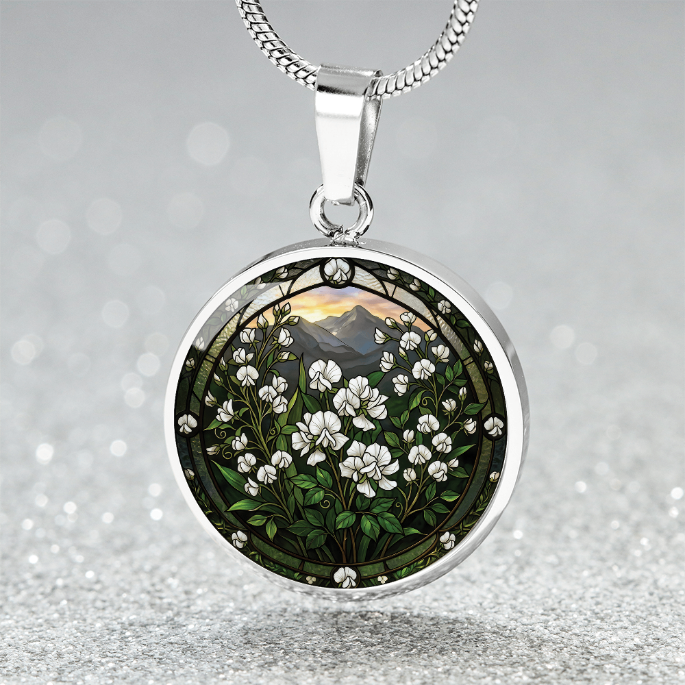 White Sweet Pea Necklace - April Birth Flower Pendant Jewelry