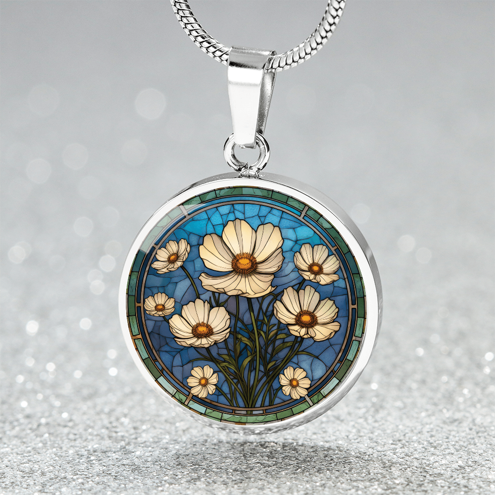 Cosmos Pendant Necklace - October Birth Flower Jewelry