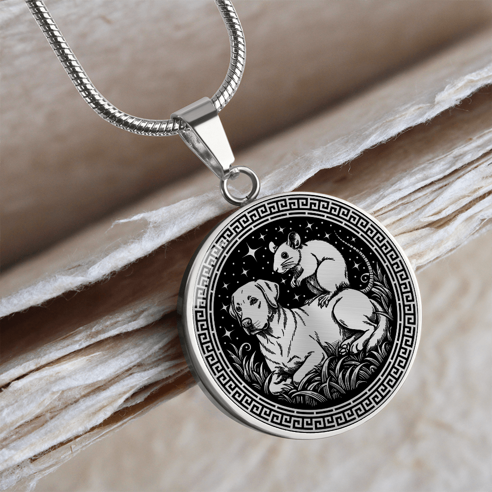 Dog and Rat Necklace - Couples Chinese Zodiac Animal Pendant Jewelry