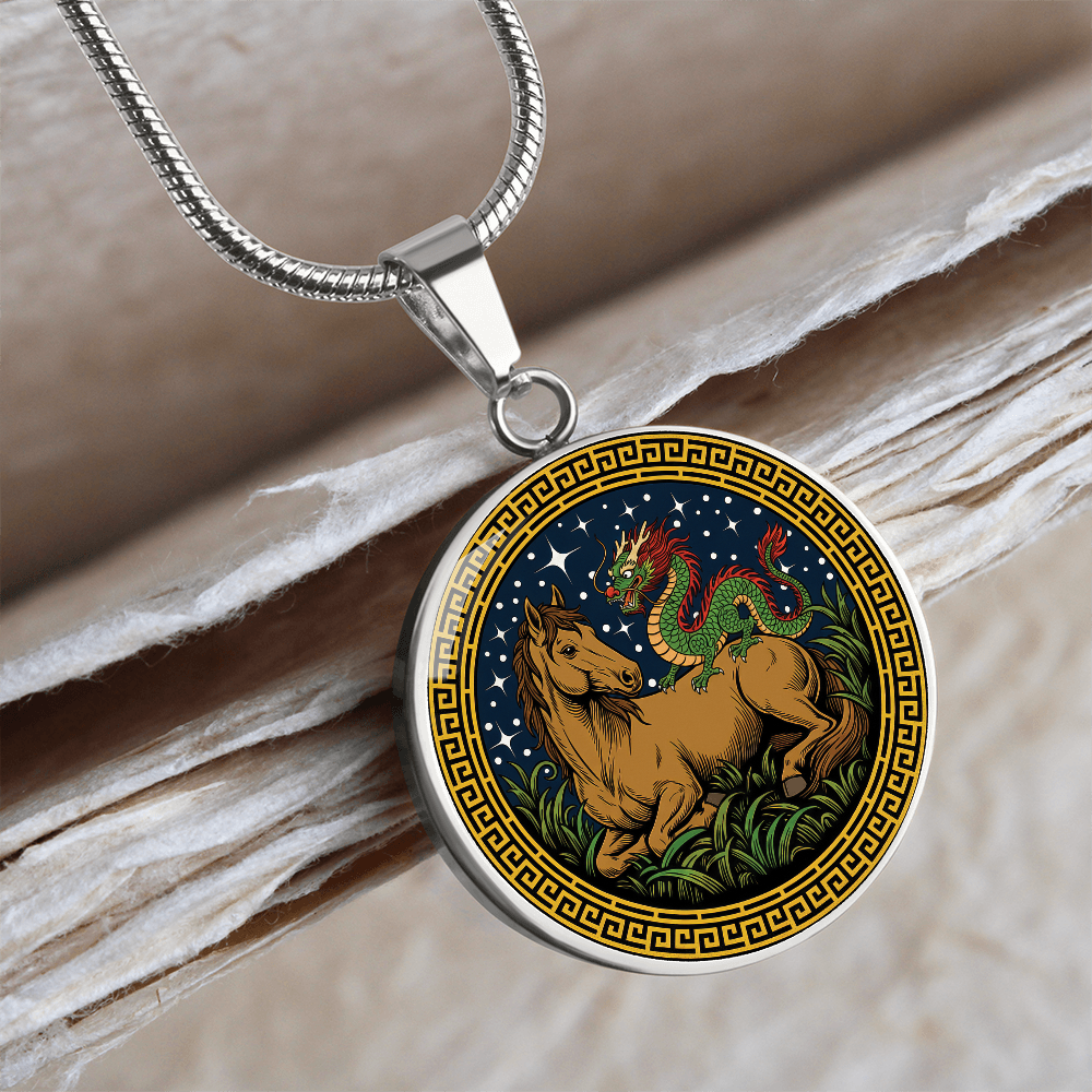 Dragon and Horse Necklace - Couples Chinese Zodiac Animal Pendant Jewelry