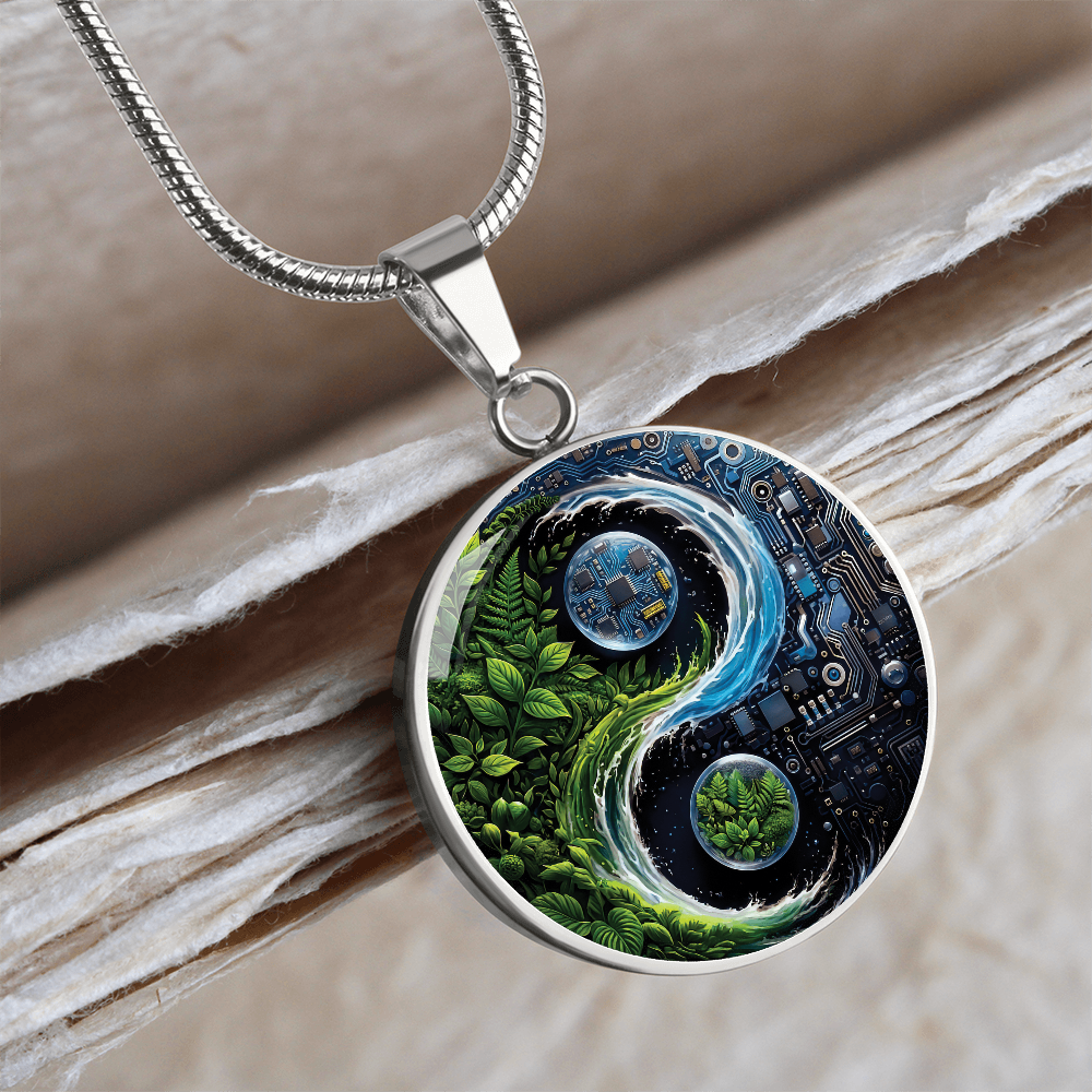 Nature & Circuit Yin Yang Pendant Necklace