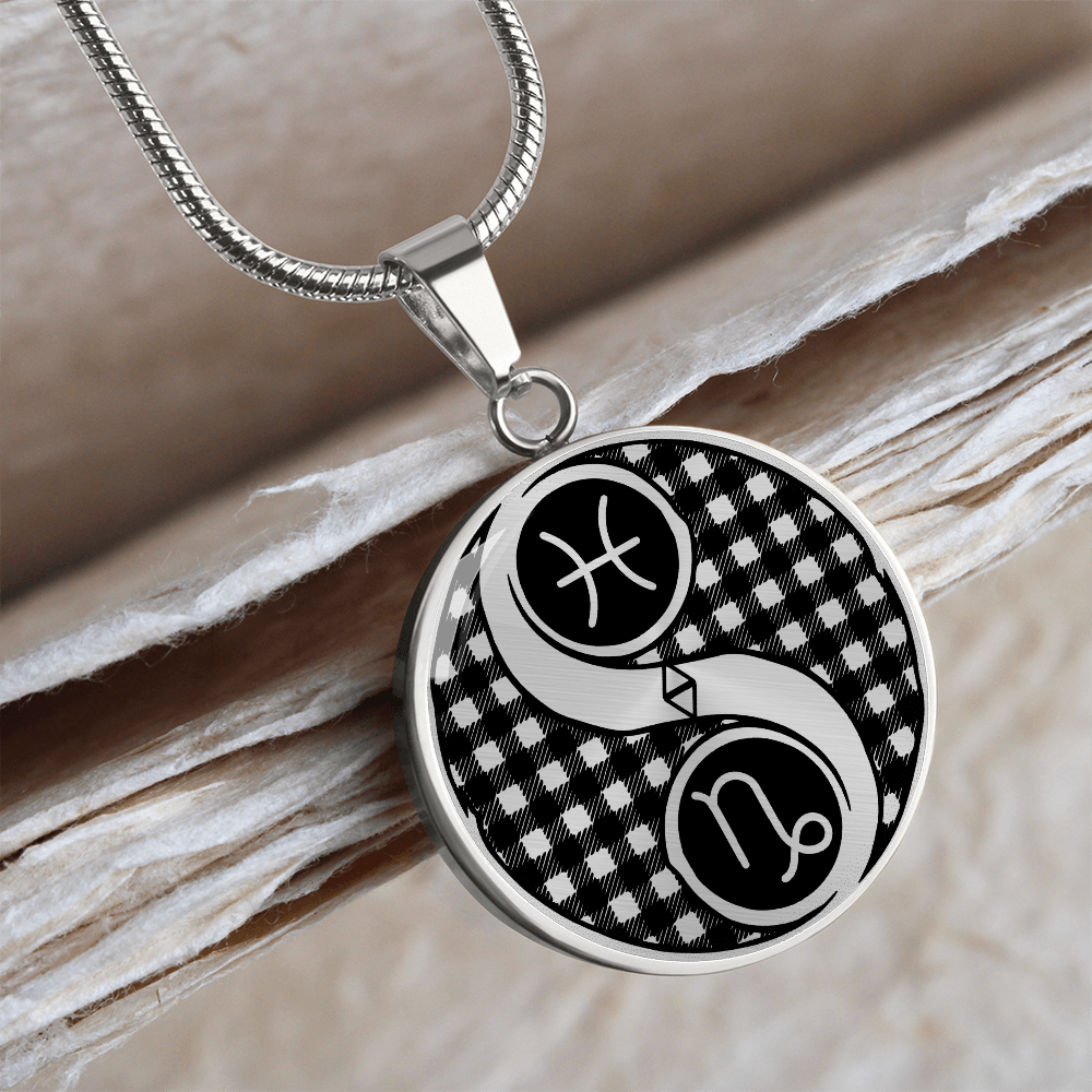 Pisces & Capricorn Necklace, Yin Yang Couples Zodiac Jewelry
