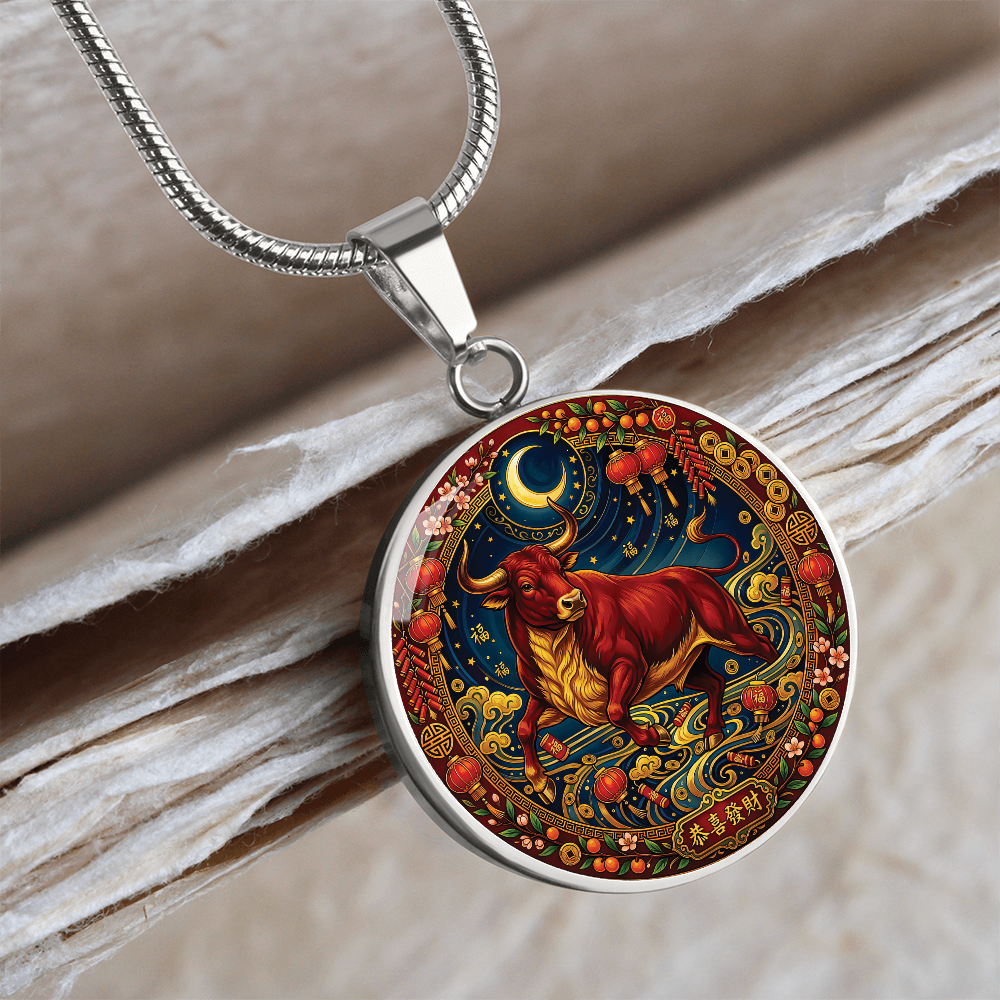 Year of The Ox Necklace - Chinese Zodiac Animal Charm Pendant Jewelry