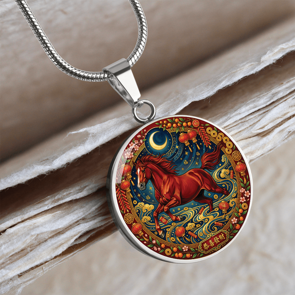 Year of The Horse Necklace - Chinese Zodiac Animal Charm Pendant Jewelry