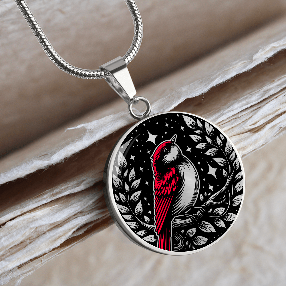 Red Bird Necklace - Wildlife Pendant Jewelry