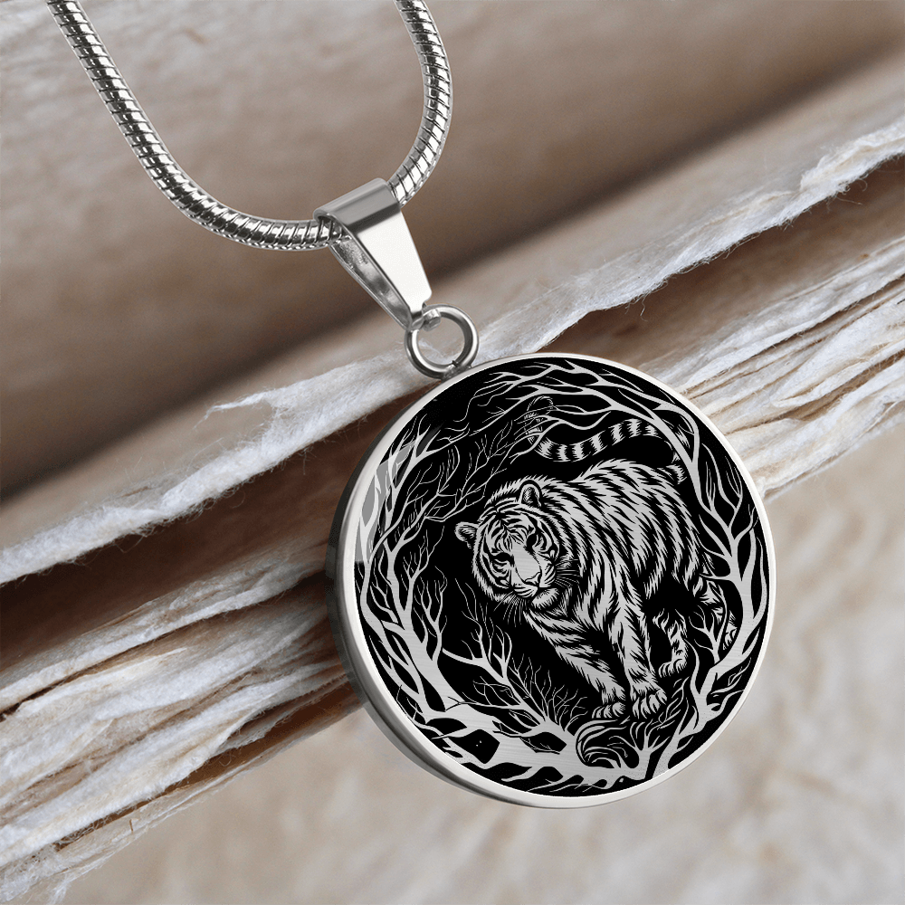 Silver Tiger Necklace - Forest Charm Pendant Jewelry