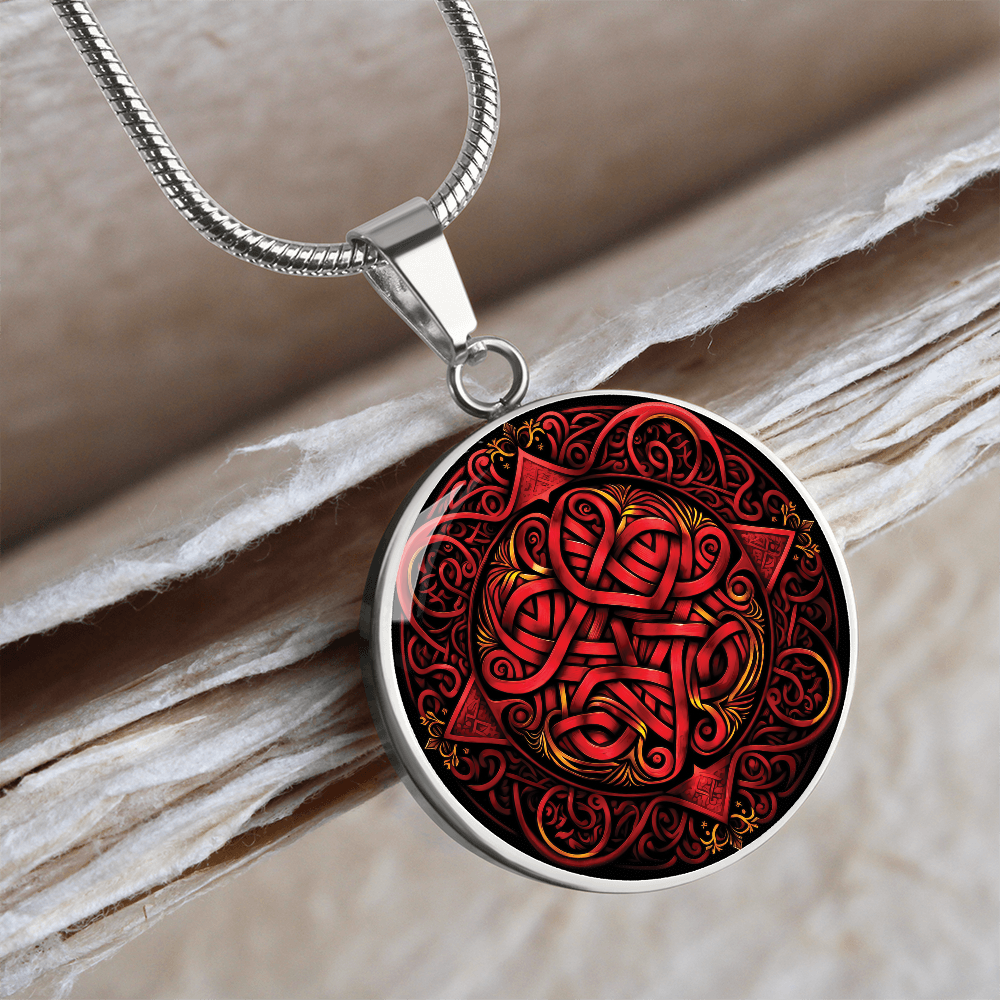 Red Celtic Knot Necklace - Romantic Pendant Jewelry