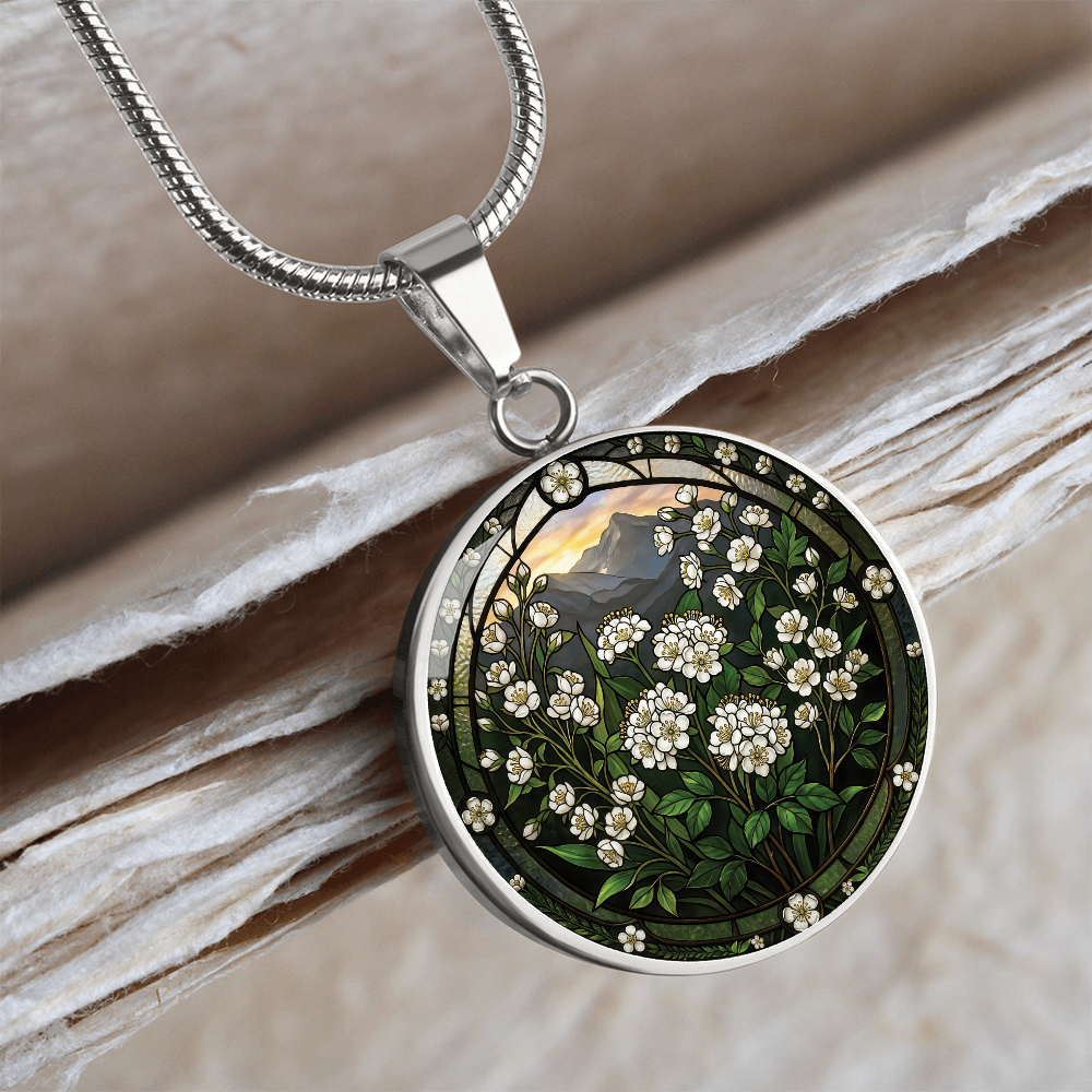 White Hawthorn Necklace - May Birth Flower Pendant Jewelry