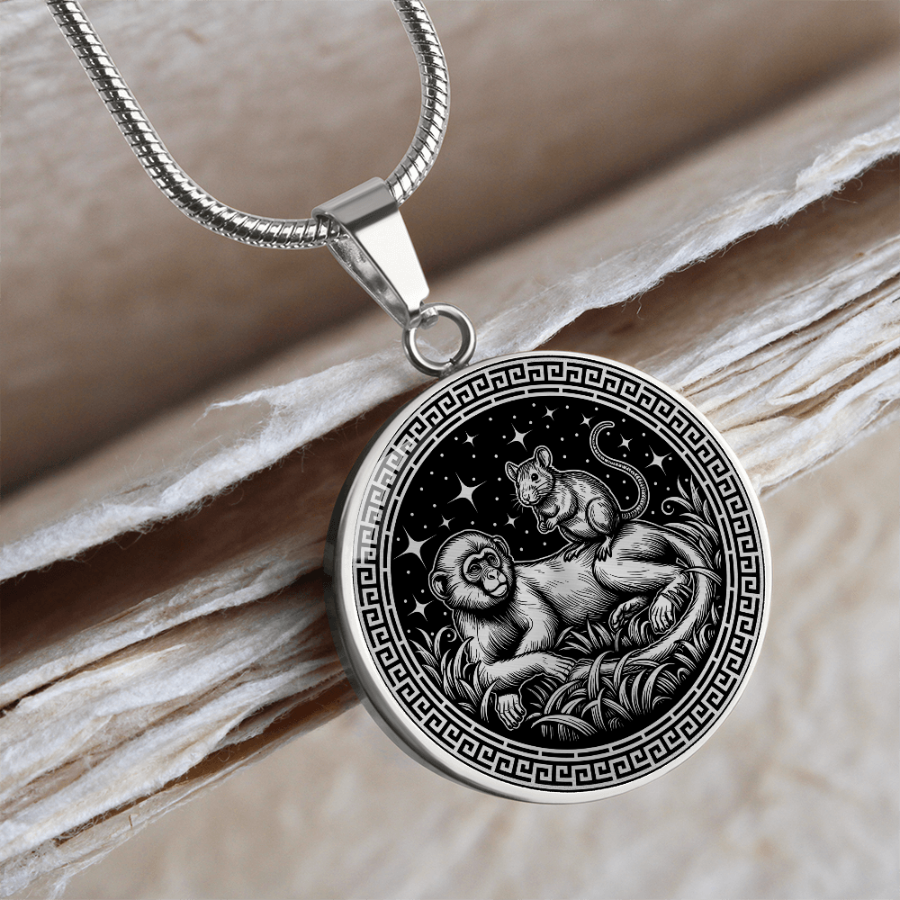 Monkey & Rat Necklace - Couples Chinese Zodiac Animal Pendant Jewelry