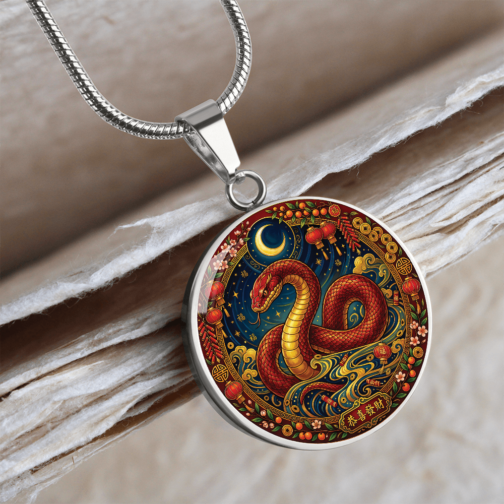 Year of The Snake Necklace - Chinese Zodiac Animal Charm Pendant Jewelry