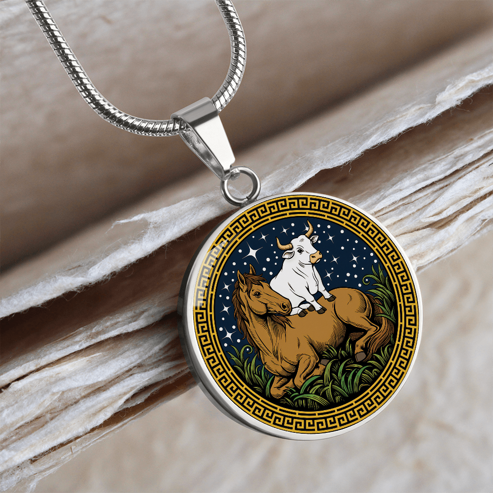Ox and Horse Necklace - Couples Chinese Zodiac Animal Pendant Jewelry