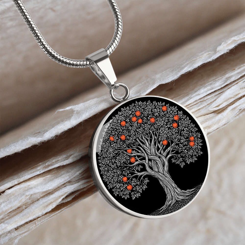 Orange Tree Necklace - Symbolic Charm Pendant Jewelry