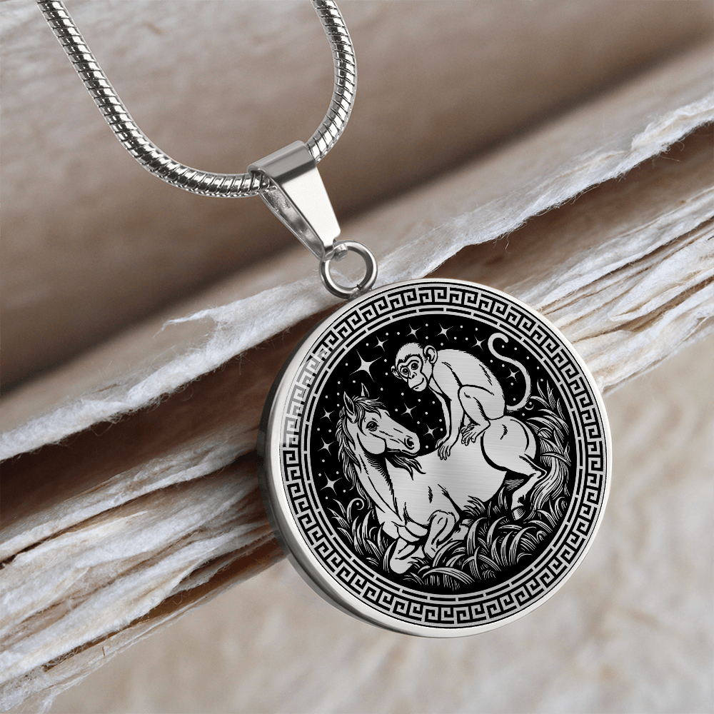Monkey and Horse Necklace - Couples Chinese Zodiac Animal Pendant Jewelry