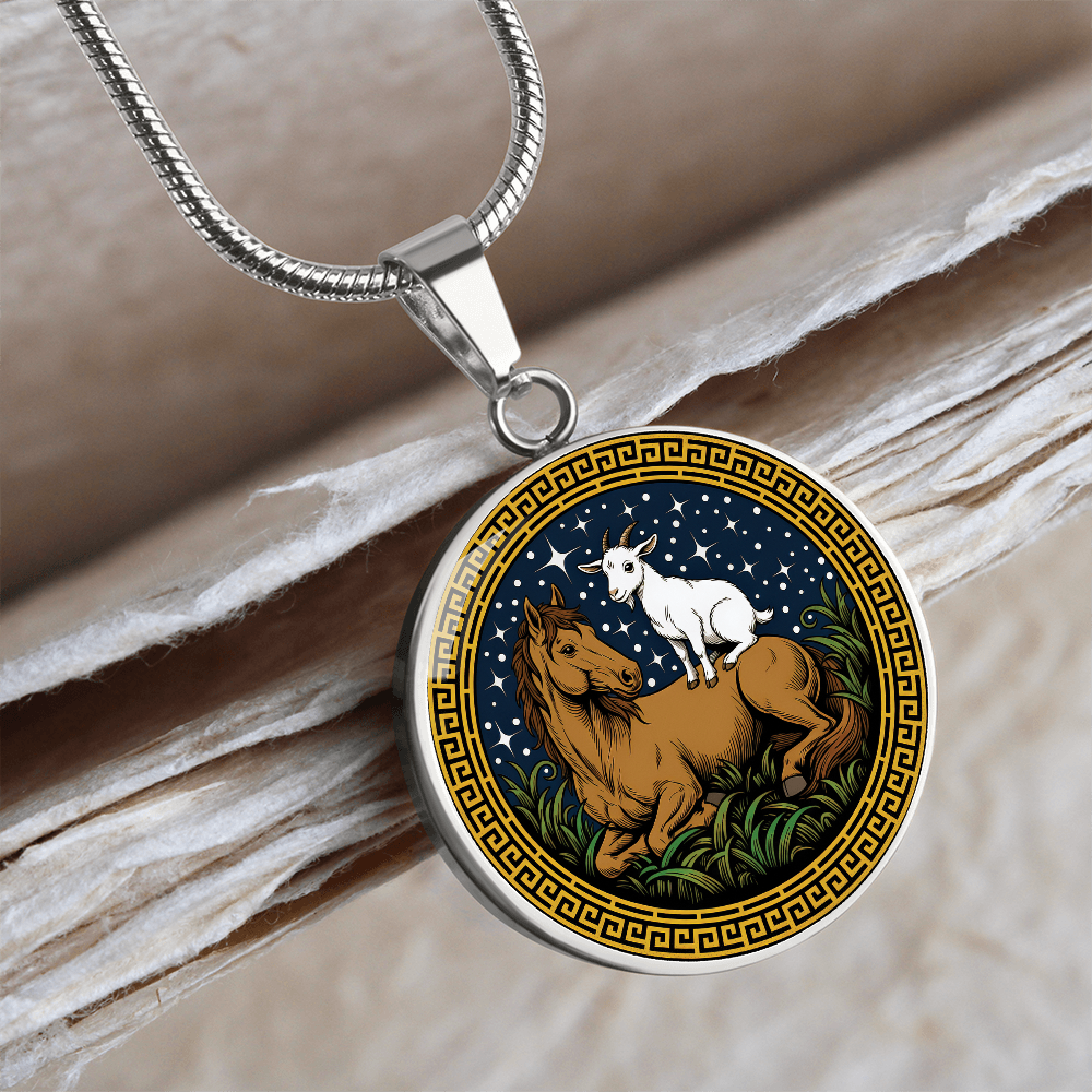 Goat and Horse Necklace - Couples Chinese Zodiac Animal Pendant Jewelry