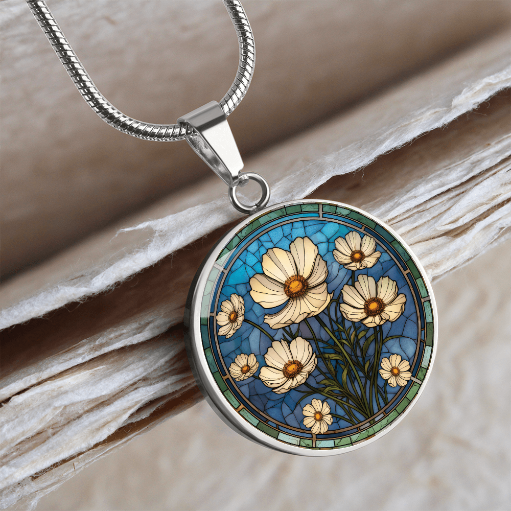 Cosmos Pendant Necklace - October Birth Flower Jewelry