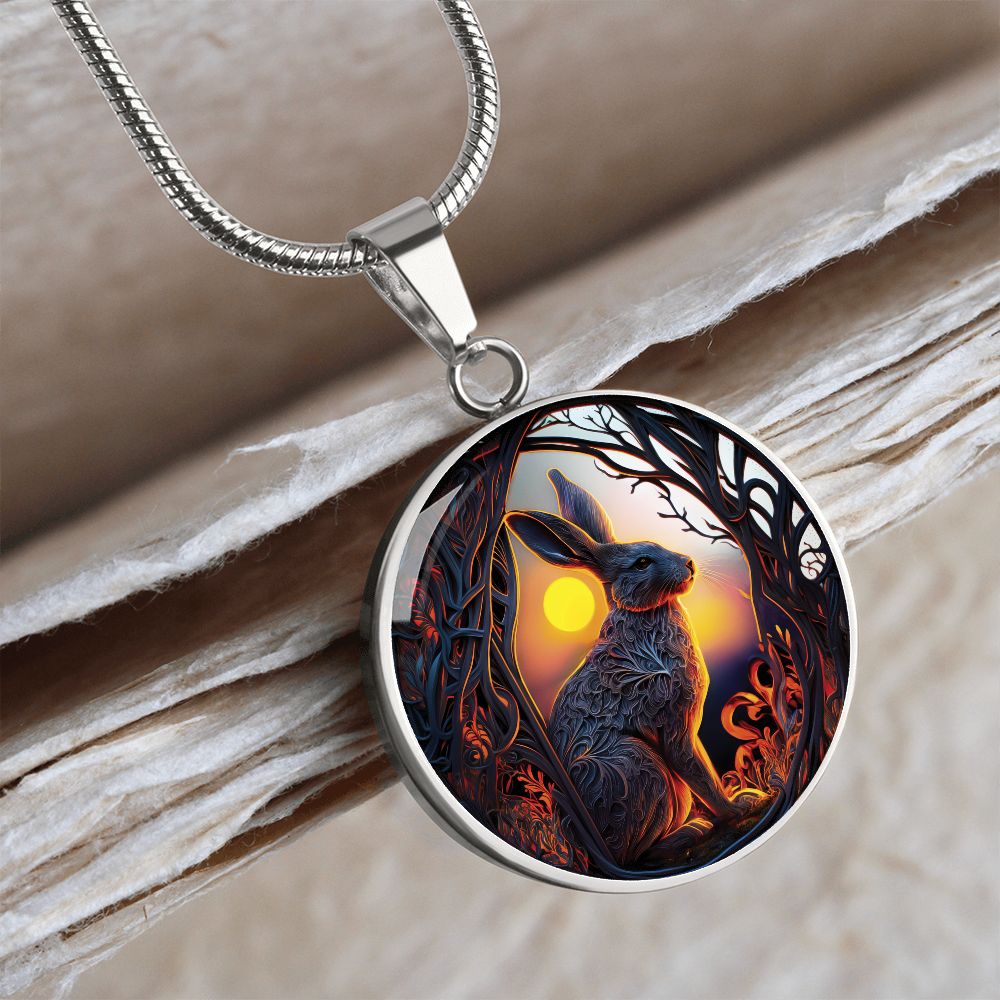 Easter Bunny Necklace, Personalized Year of the Rabbit Pendant, Chinese Zodiac Animal Jewelry, Engraved  Spirit Companion & Mothers Day Gift
