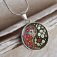 Red and White Morning Glory Yin Yang Necklace - September Birth Month Flower Pendant Jewelry