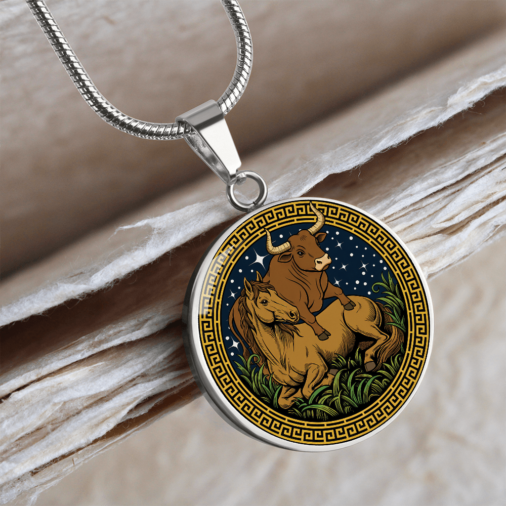 Ox and Horse Necklace - Couples Chinese Zodiac Animal Pendant Jewelry