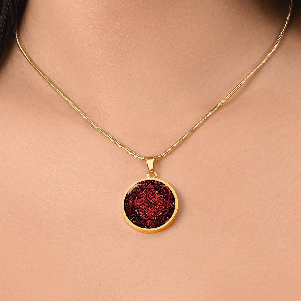 Red Celtic Knot Necklace - Romantic Pendant Jewelry