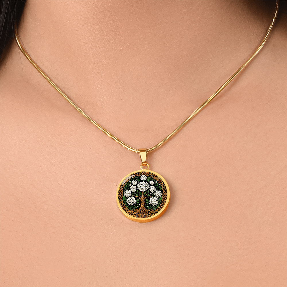 Celtic Tree of Life Pendant Necklace - Narcissus December Birth Flower Jewelry