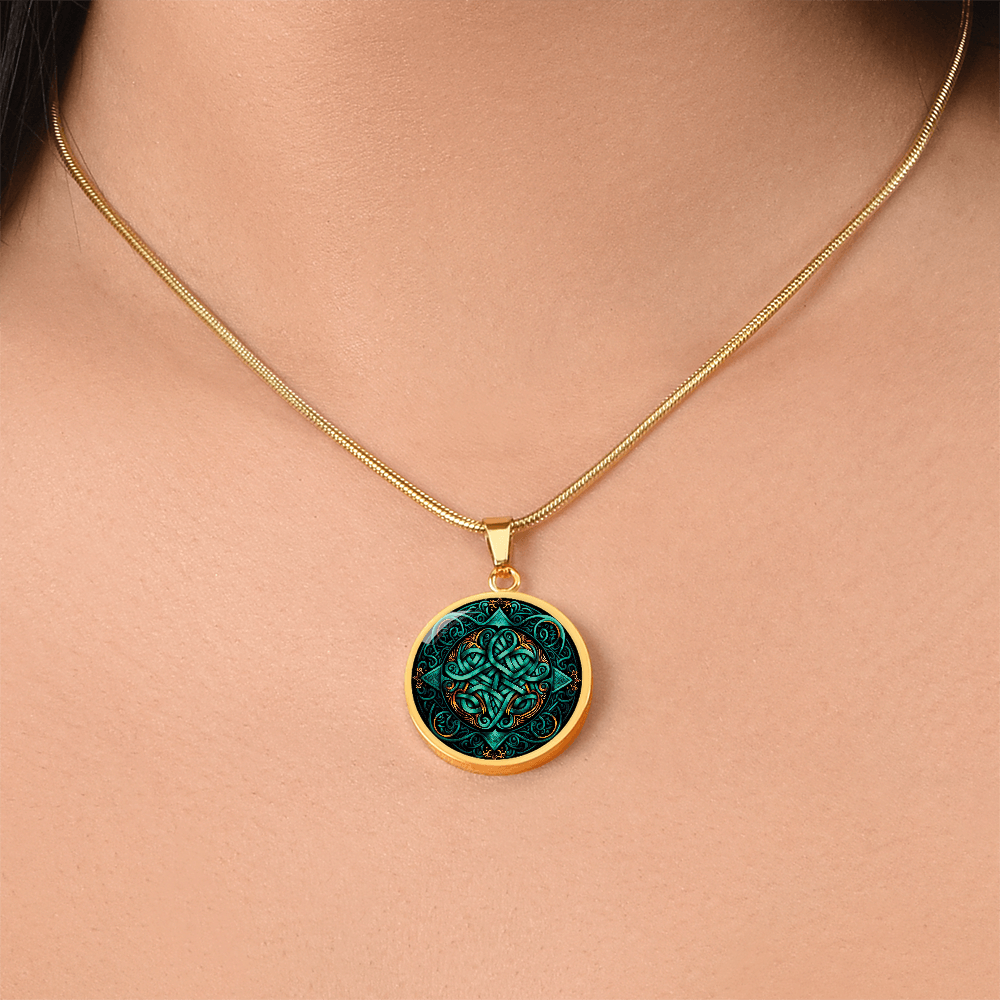 Teal Celtic Knot Necklace - Romantic Pendant Jewelry