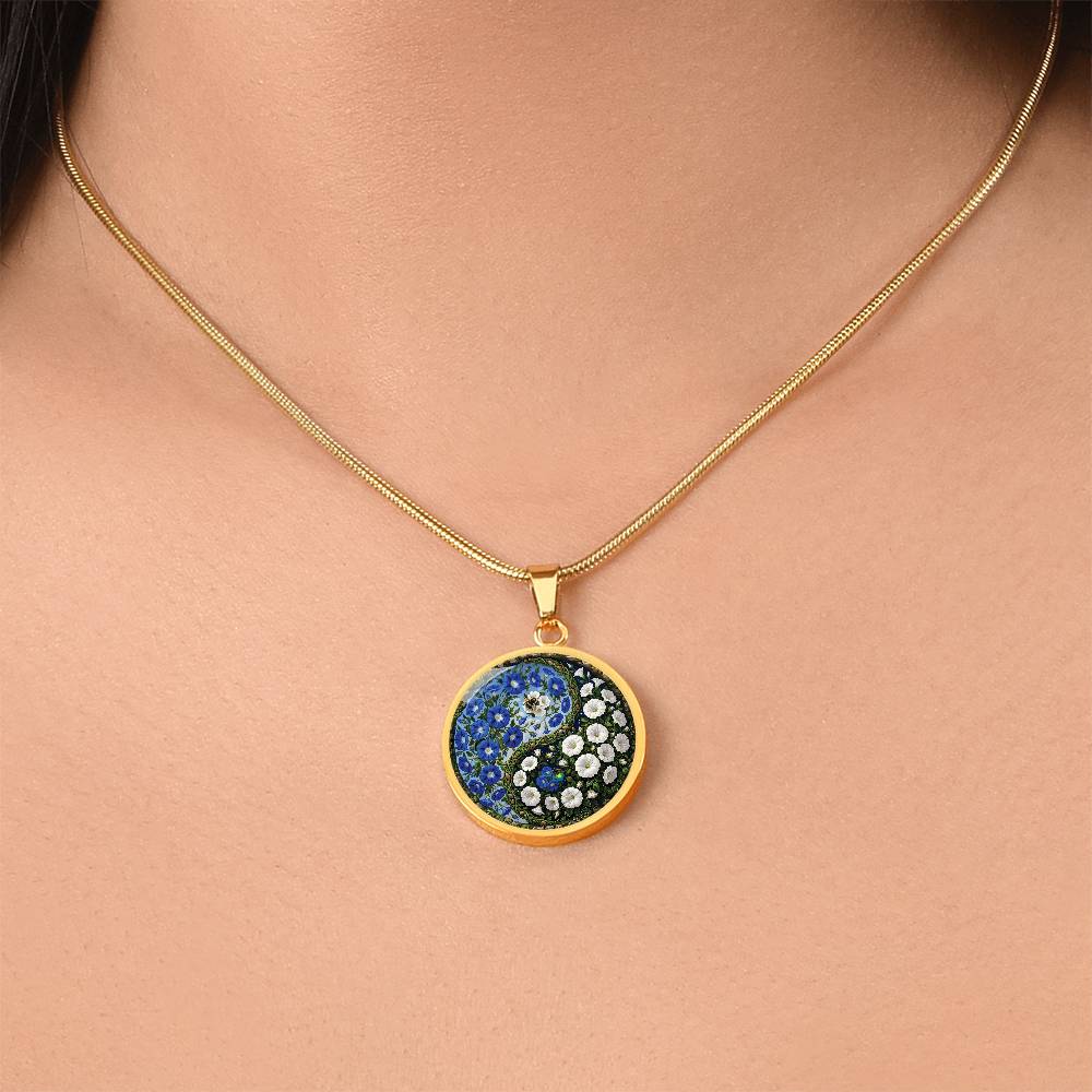 Morning Glory Yin Yang Necklace - September Birth Month Flower Pendant Jewelry