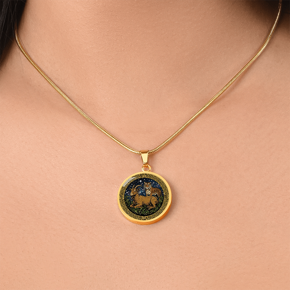 Tiger & Goat Necklace - Couples Chinese Zodiac Animal Pendant Jewelry