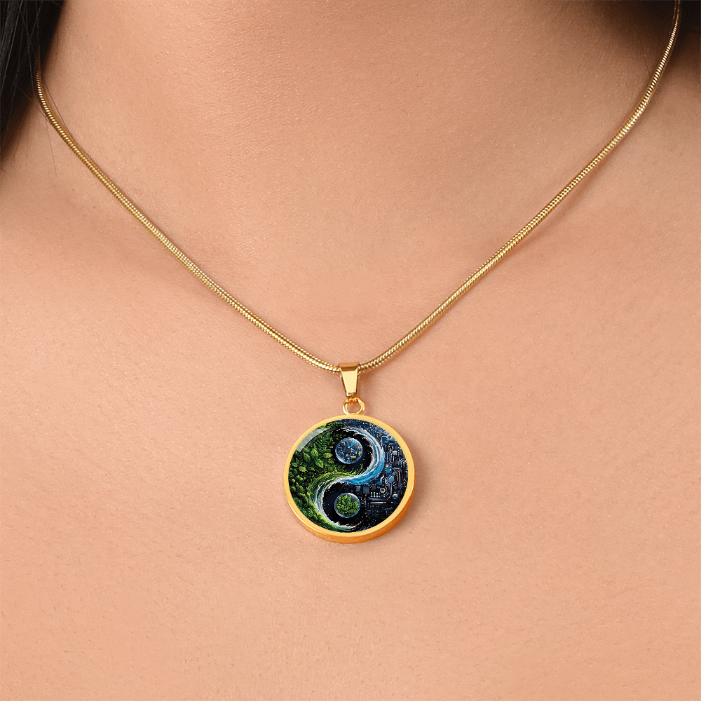 Nature & Circuit Yin Yang Pendant Necklace