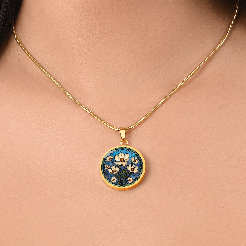 Cosmos Pendant Necklace - October Birth Flower Jewelry