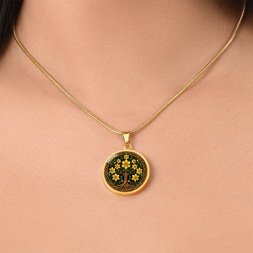 Celtic Tree of Life Pendant Necklace - Jonquil March Birth Flower Jewelry