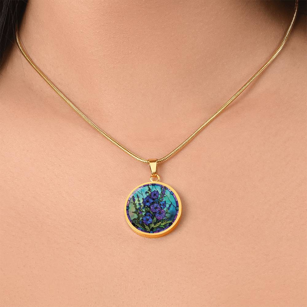 Larkspur Necklace, Personalized July Birth Month Flower Jewelry, Gold Floral Charm Pendant Anniversary & Birthday Gift For Her