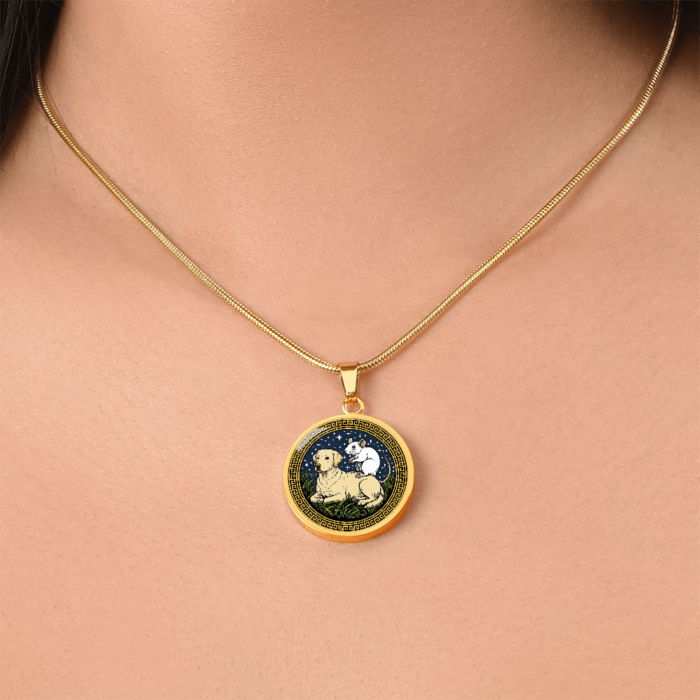 Dog and Rat Necklace - Couples Chinese Zodiac Animal Pendant Jewelry